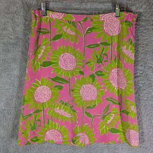 Lilly Pulitzer skirt Size 4 silk blend sunflowers pink green short pencil